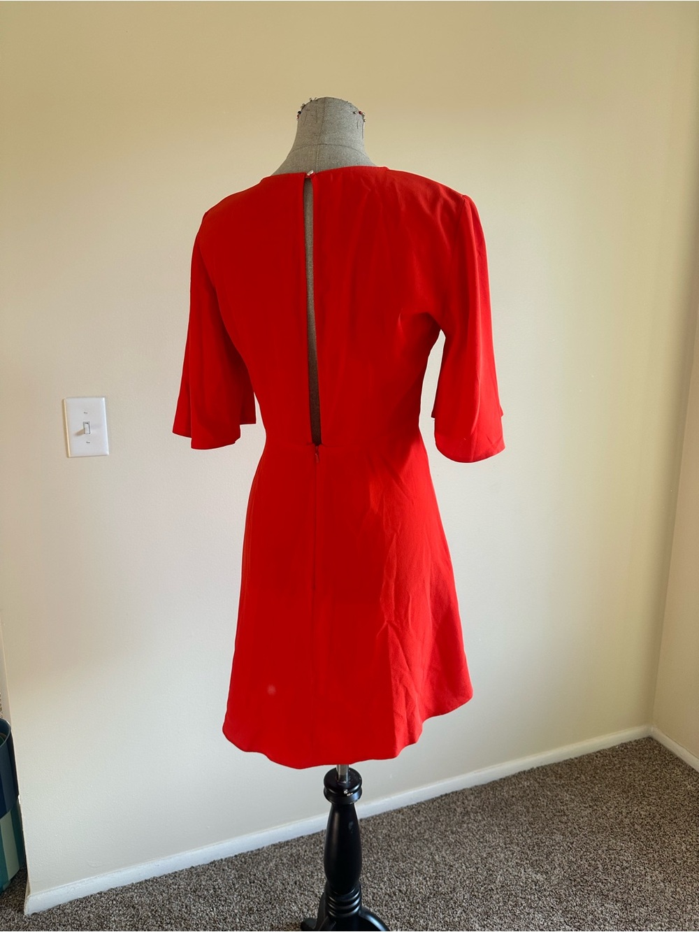 Topshop symmetrical deep orange Mini Dress with Back Keyhole